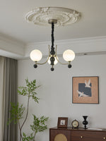 Serenus Sphere Chandelier — Modern Glass, Wood & Iron Pendant Light