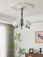 Serenus Sphere Chandelier — Modern Glass, Wood & Iron Pendant Light