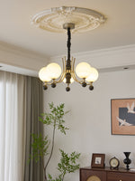 Serenus Sphere Chandelier — Modern Glass, Wood & Iron Pendant Light