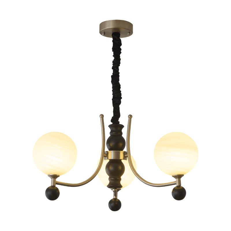 Serenus Sphere Chandelier — Modern Glass, Wood & Iron Pendant Light