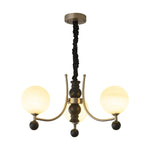 Serenus Sphere Chandelier — Modern Glass, Wood & Iron Pendant Light