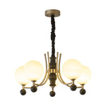 Serenus Sphere Chandelier — Modern Glass, Wood & Iron Pendant Light