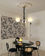 Serenus Sphere Chandelier — Modern Glass, Wood & Iron Pendant Light