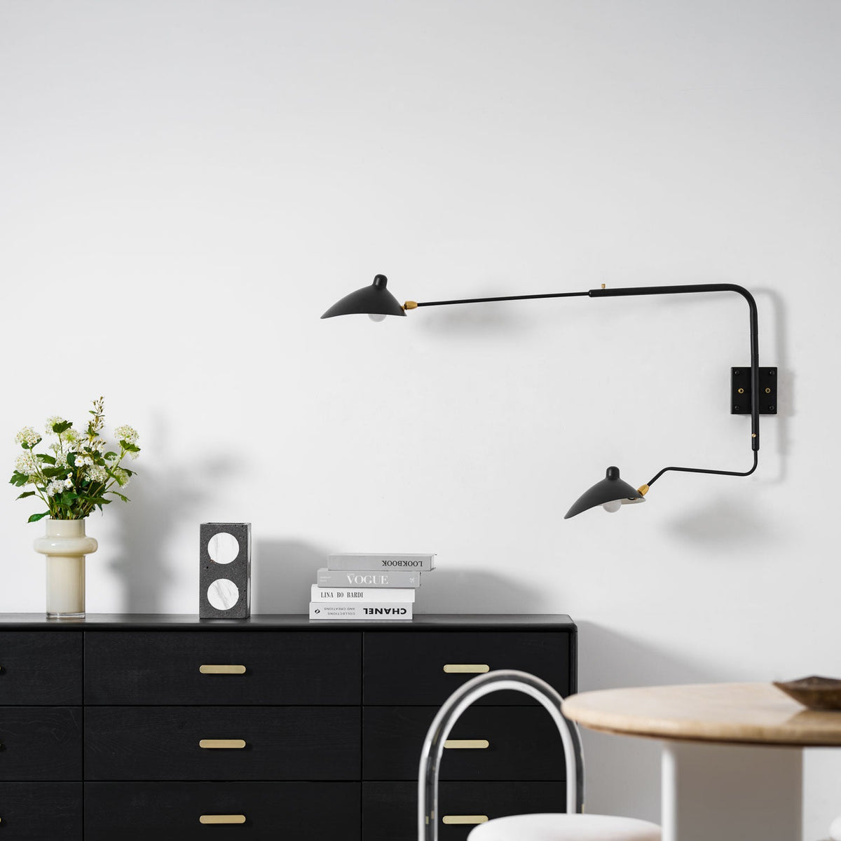 Sculptural Multi-Arm Spider Wall Sconce in Black or White