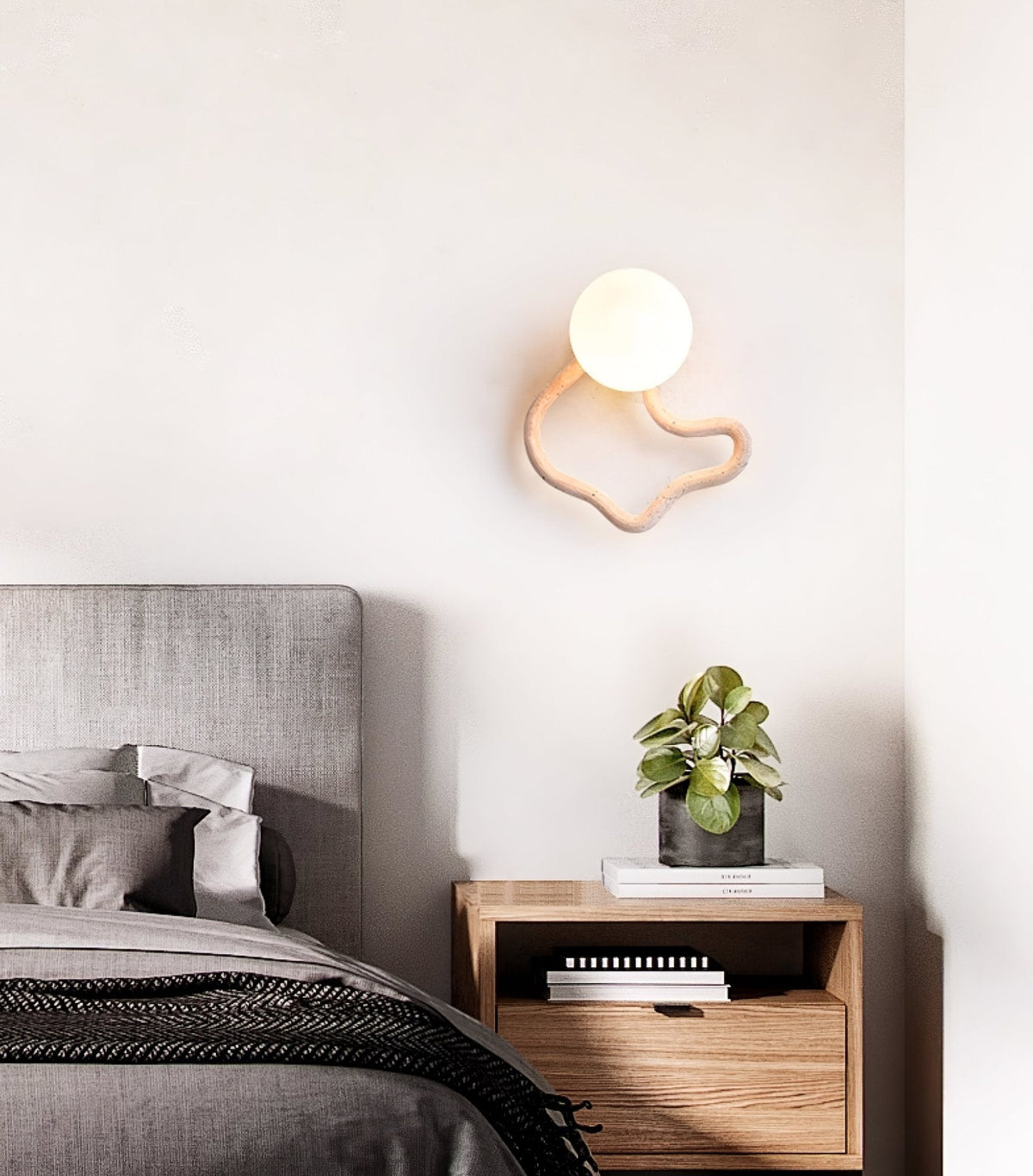 Serpentine Travertine Wall Sconce — Modern Organic Lighting for Hallways & Living Spaces