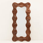 Serpentine Vert Marble Mirror Frame — Sculptural Wavy Edge Wall Mirror