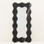 Serpentine Vert Marble Mirror Frame — Sculptural Wavy Edge Wall Mirror