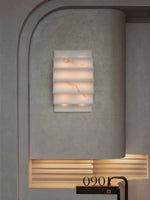 Serra Tiered Alabaster Wall Sconce – Hand-Carved Stone LED Light