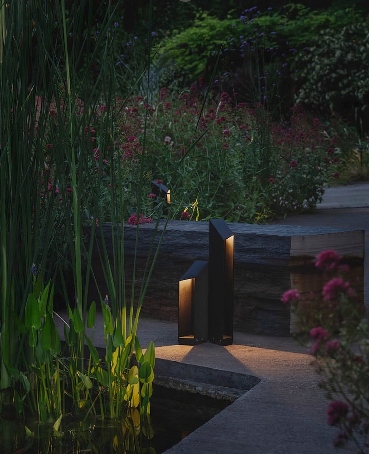 Shadow Peak Outdoor Bollard Light — Sculptural LED Path Light in Stainless Steel