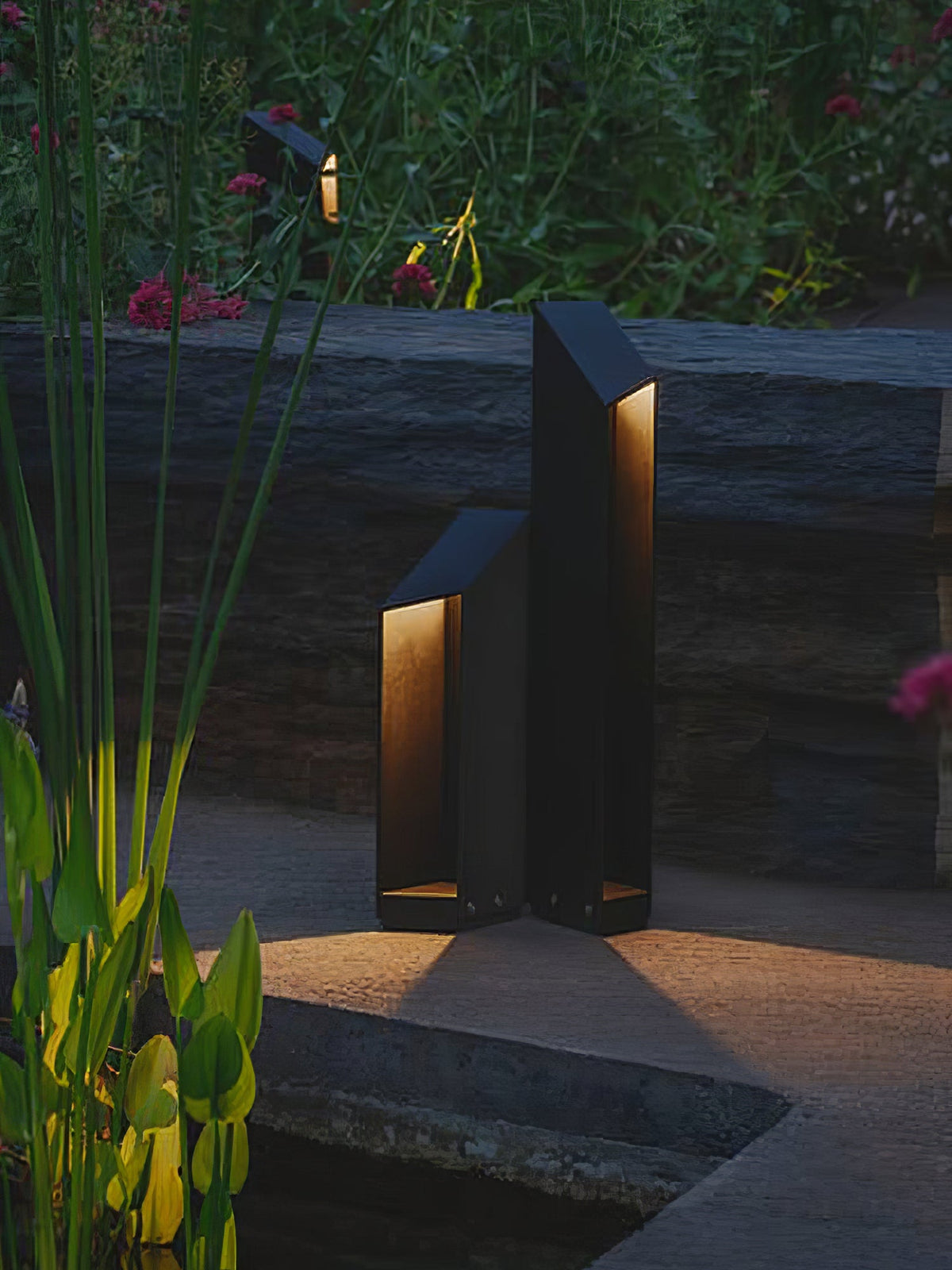 Shadow Peak Outdoor Bollard Light — Sculptural LED Path Light in Stainless Steel