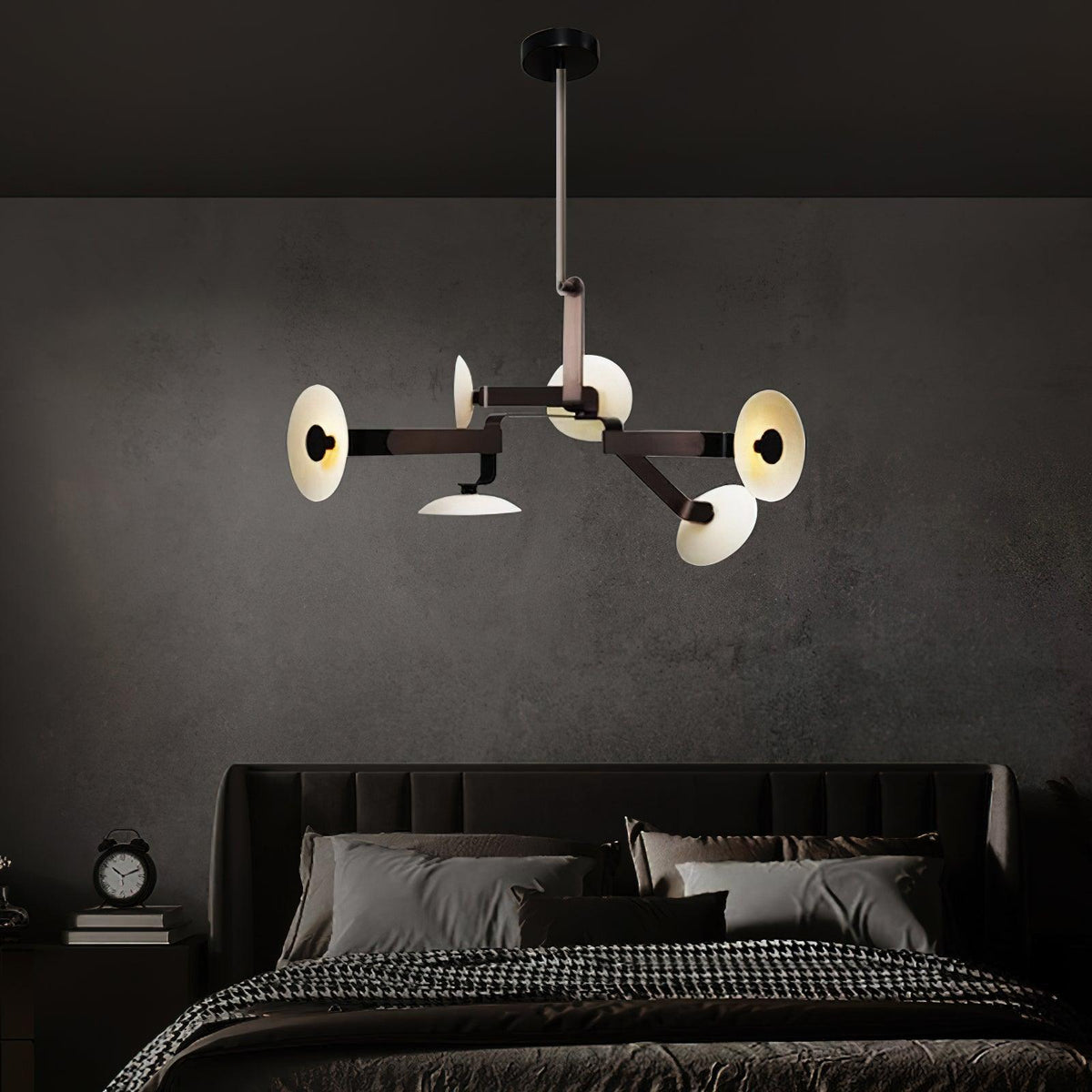 Sheba Classical Four-Arm LED Chandelier in Matte Black Iron