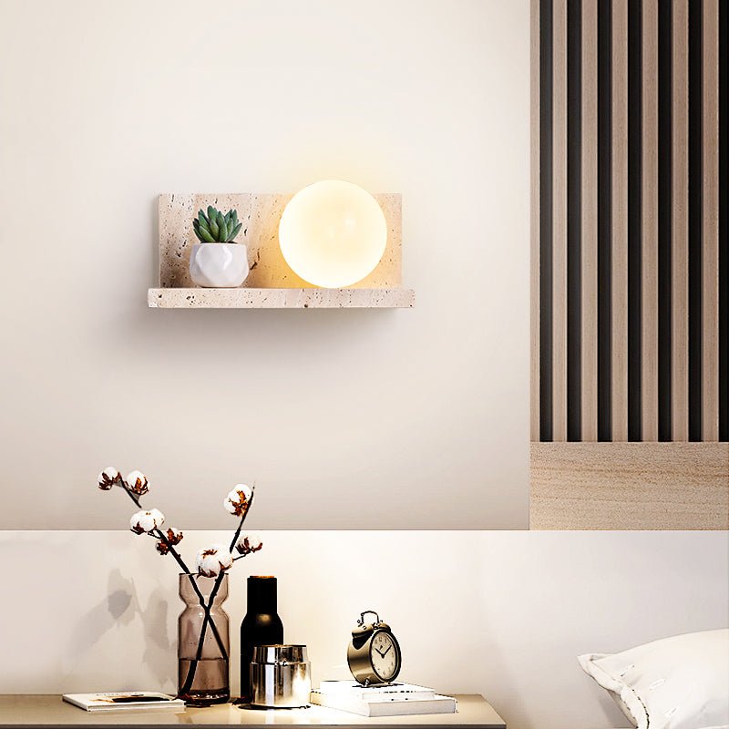 Shelf Travertine Wall Sconce with Integrated LED Lighting