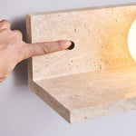 Shelf Travertine Wall Sconce with Integrated LED Lighting