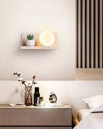 Shelf Travertine Wall Sconce with Integrated LED Lighting