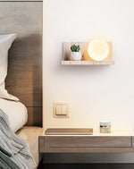 Shelf Travertine Wall Sconce with Integrated LED Lighting