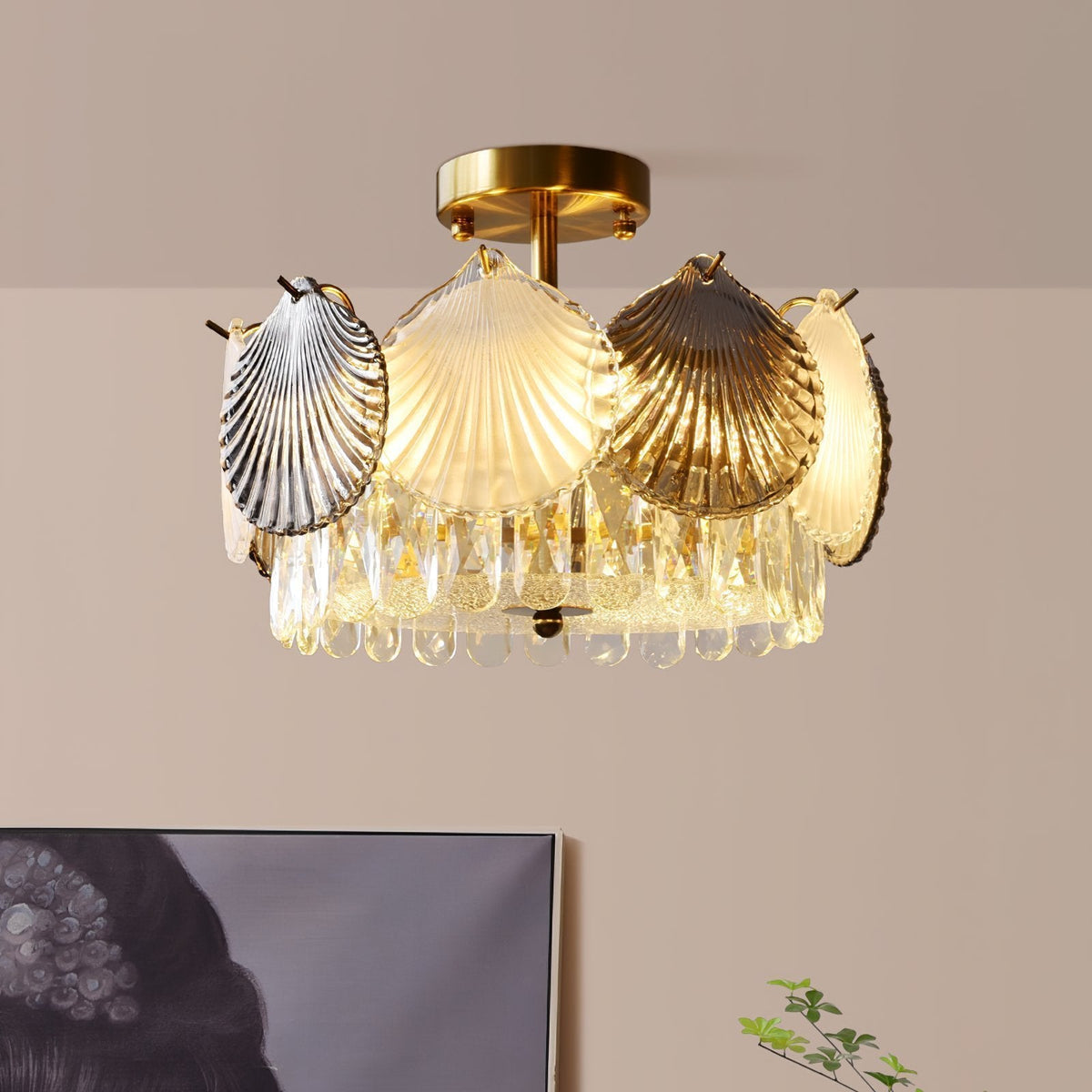 Shell Crystal Ceiling Lamp