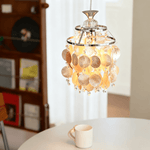 Shell Disc Pendant Light – Iridescent Crystal & Metal Chandelier