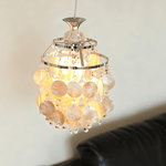 Shell Disc Pendant Light – Iridescent Crystal & Metal Chandelier