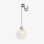 Shell Mini Pendant Swag Light — Plug-In Brass & Hand-Blown Glass Pendant