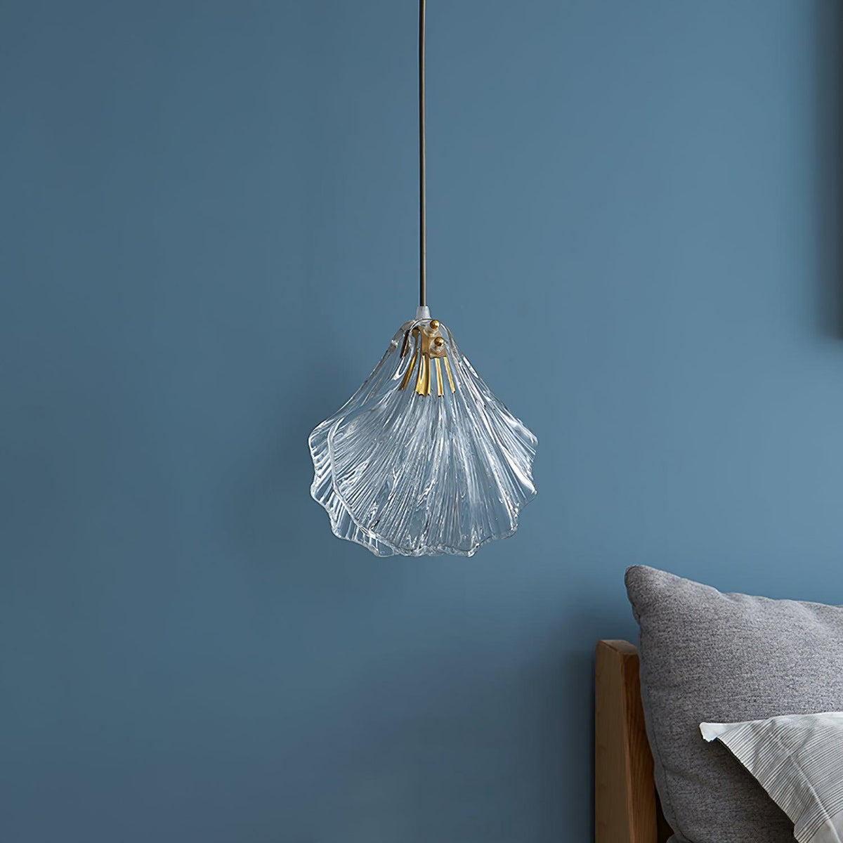 Shell Mini Pendant Swag Light — Plug-In Brass & Hand-Blown Glass Pendant