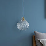 Shell Mini Pendant Swag Light — Plug-In Brass & Hand-Blown Glass Pendant