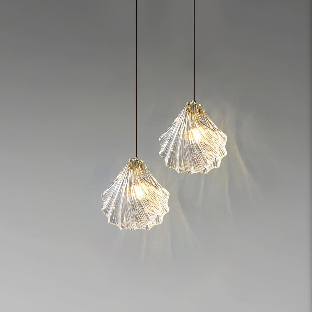 Shell Mini Pendant Swag Light — Plug-In Brass & Hand-Blown Glass Pendant