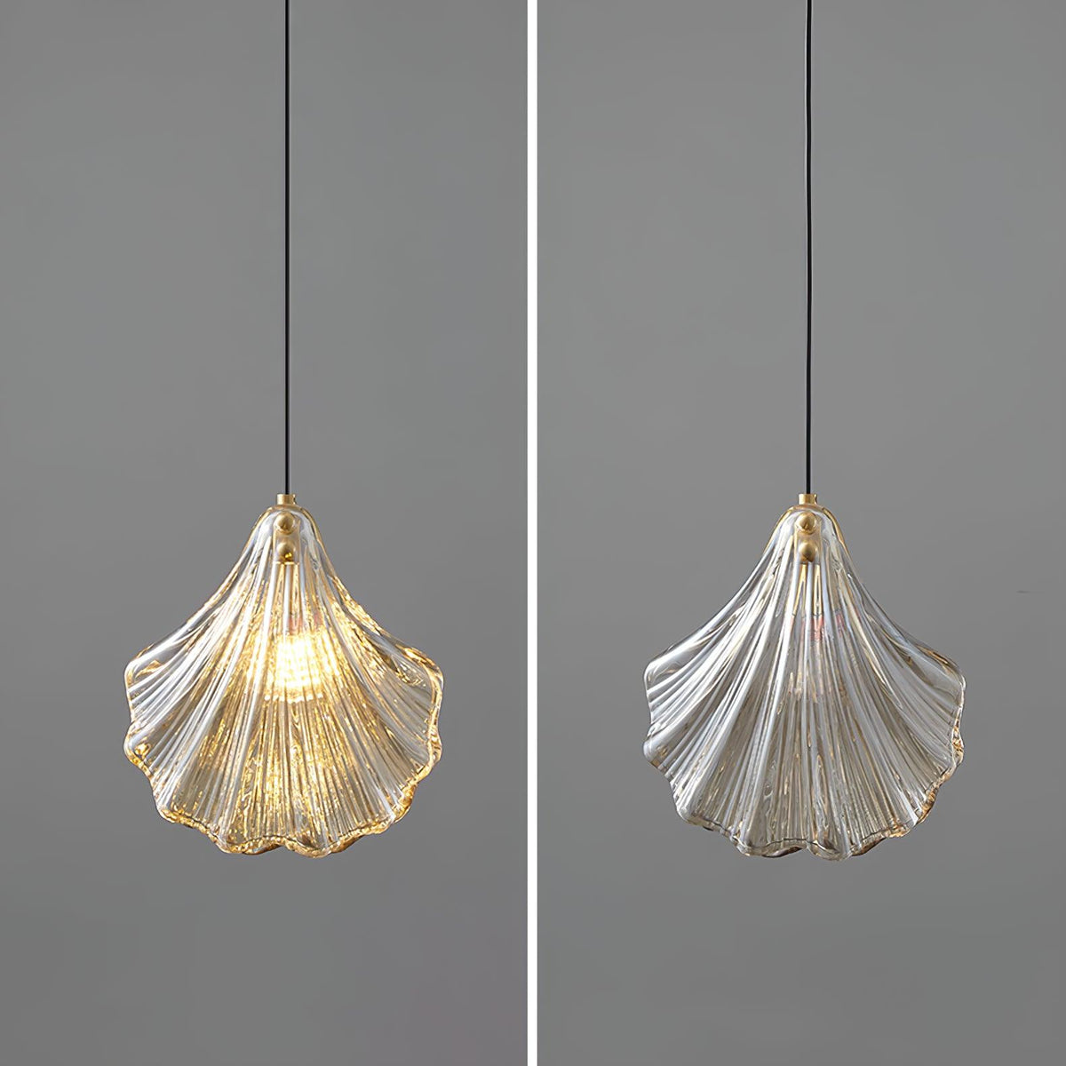 Shell Mini Pendant Swag Light — Plug-In Brass & Hand-Blown Glass Pendant