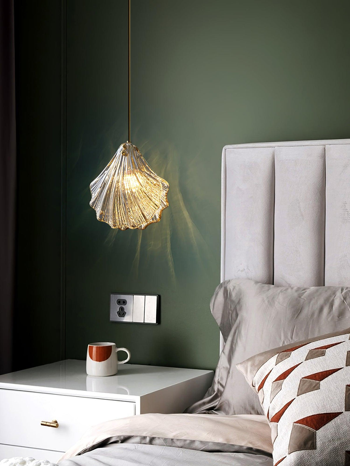 Shell Mini Pendant Swag Light — Plug-In Brass & Hand-Blown Glass Pendant