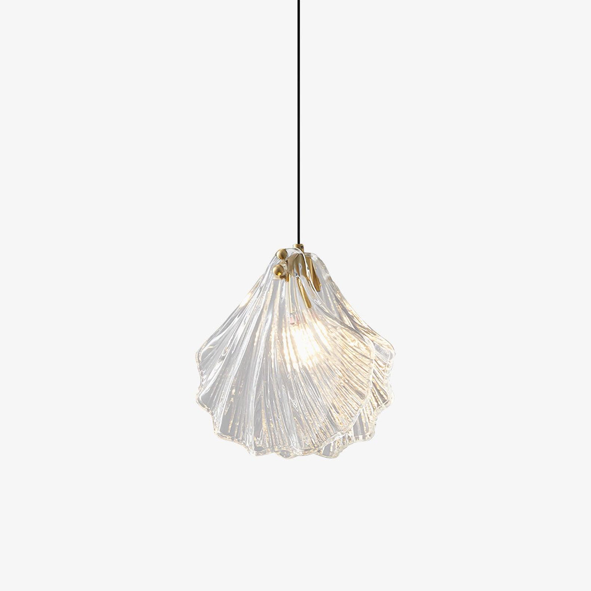 Shell Mini Pendant Swag Light — Plug-In Brass & Hand-Blown Glass Pendant