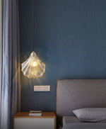 Shell Mini Pendant Swag Light — Plug-In Brass & Hand-Blown Glass Pendant