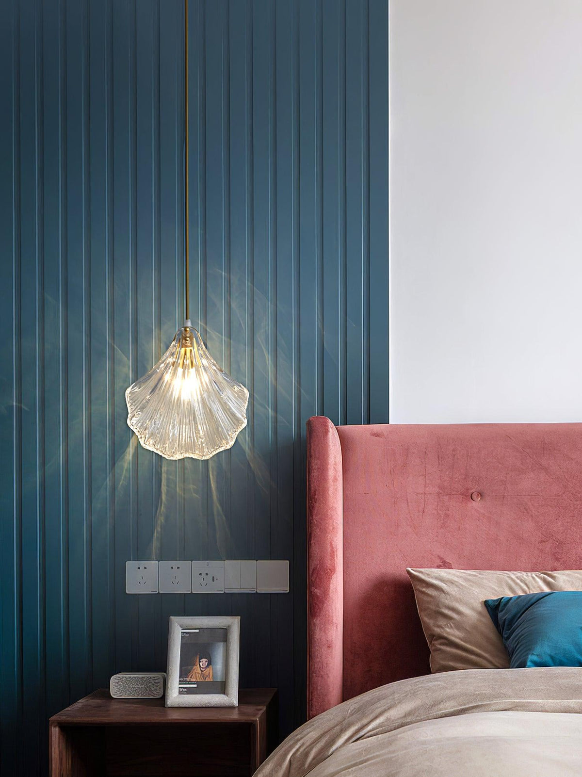 Shell Mini Pendant Swag Light — Plug-In Brass & Hand-Blown Glass Pendant