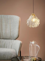 Shell Mini Pendant Swag Light — Plug-In Brass & Hand-Blown Glass Pendant