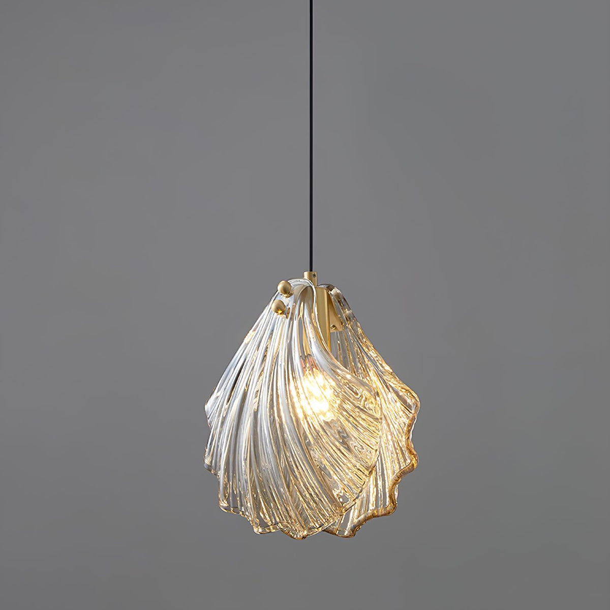 Shell Mini Pendant Swag Light — Plug-In Brass & Hand-Blown Glass Pendant