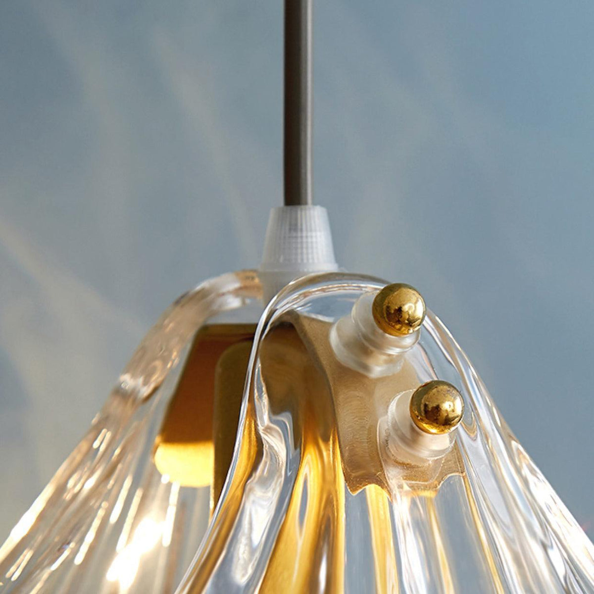 Shell Mini Pendant Swag Light — Plug-In Brass & Hand-Blown Glass Pendant
