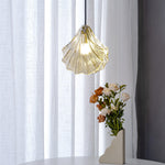 Shell Mini Pendant Swag Light — Plug-In Brass & Hand-Blown Glass Pendant