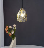 Shell Mini Pendant Swag Light — Plug-In Brass & Hand-Blown Glass Pendant