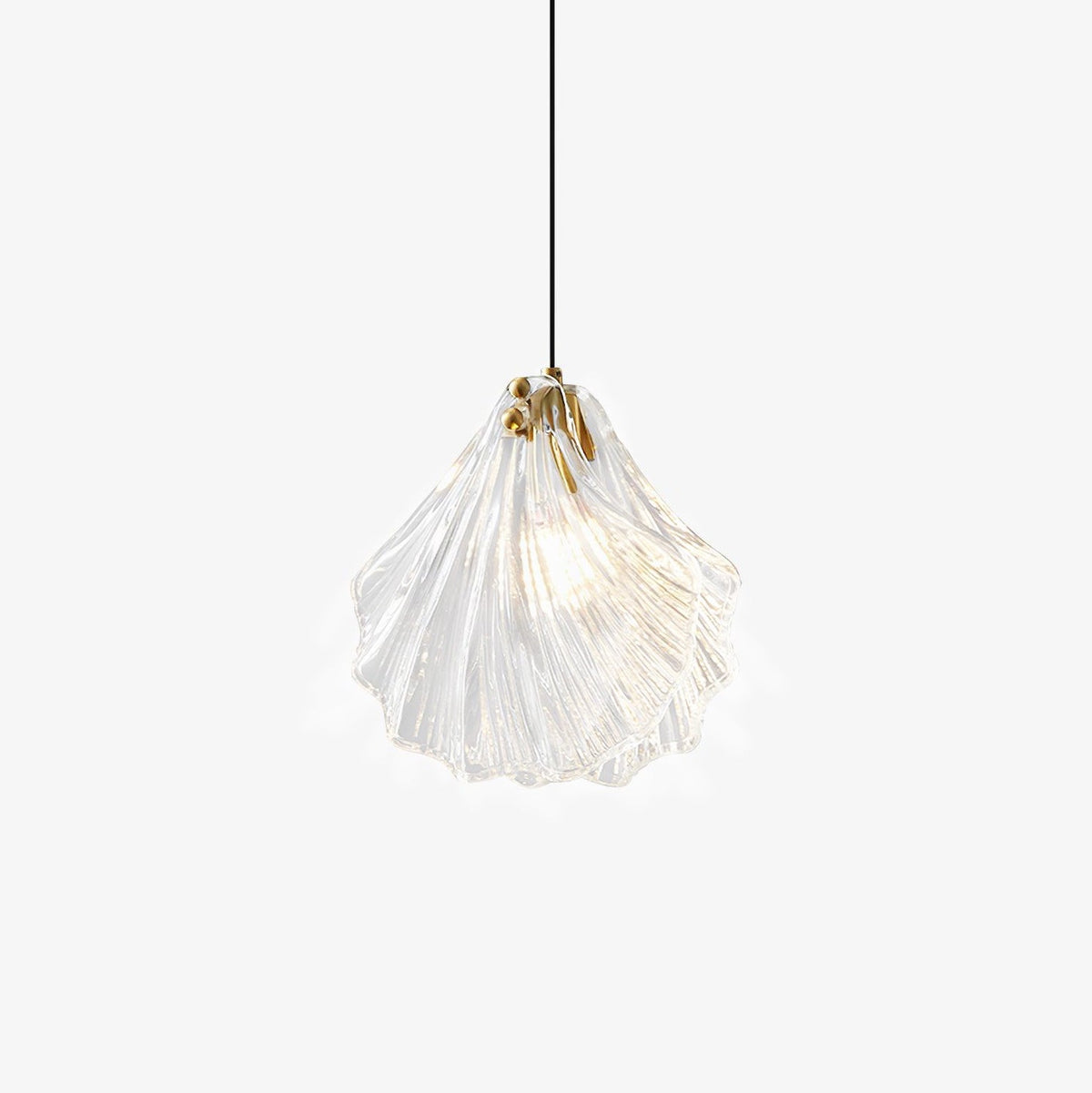 Shell Mini Pendant Swag Light — Plug-In Brass & Hand-Blown Glass Pendant