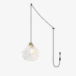 Shell Mini Pendant Swag Light — Plug-In Brass & Hand-Blown Glass Pendant