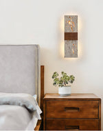 Siena Travertine Wall Sconce with Walnut Accent