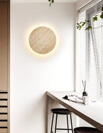 Sculptural Travertine Wall Sconce with Integrated LED