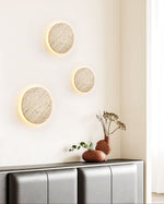 Sculptural Travertine Wall Sconce with Integrated LED