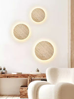Sculptural Travertine Wall Sconce with Integrated LED
