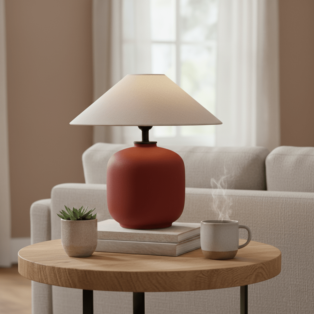 Sienna Clay Table Lamp – Terracotta Ceramic & Linen Shade