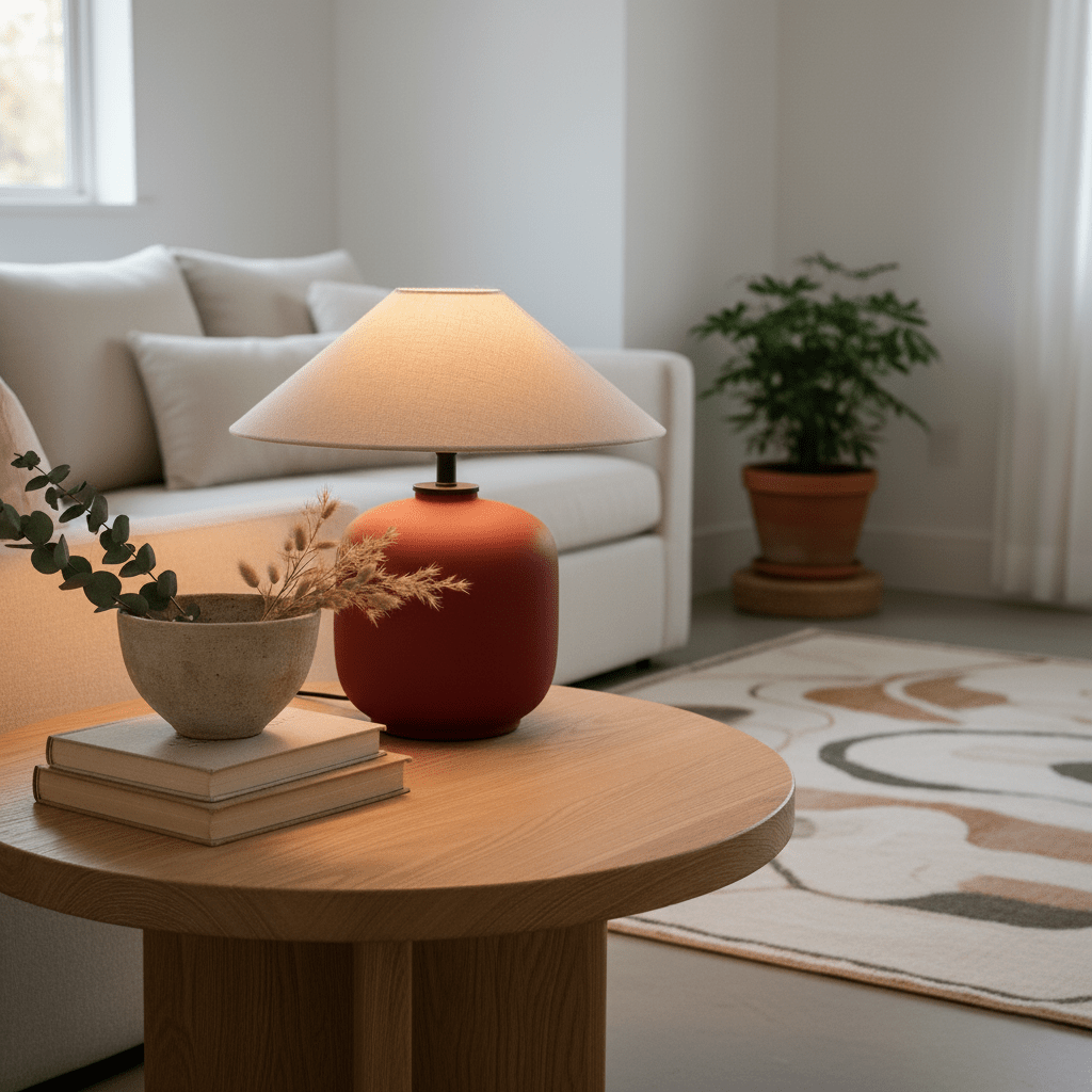 Sienna Clay Table Lamp – Terracotta Ceramic & Linen Shade