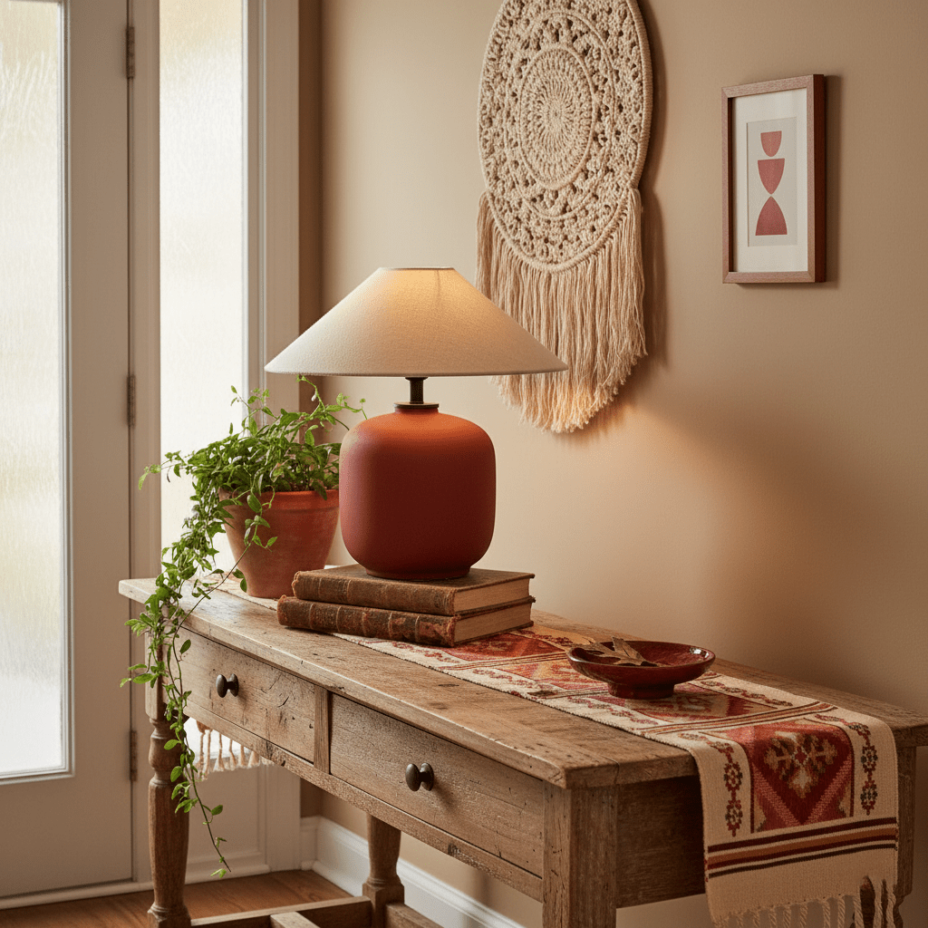 Sienna Clay Table Lamp – Terracotta Ceramic & Linen Shade