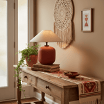 Sienna Clay Table Lamp – Terracotta Ceramic & Linen Shade