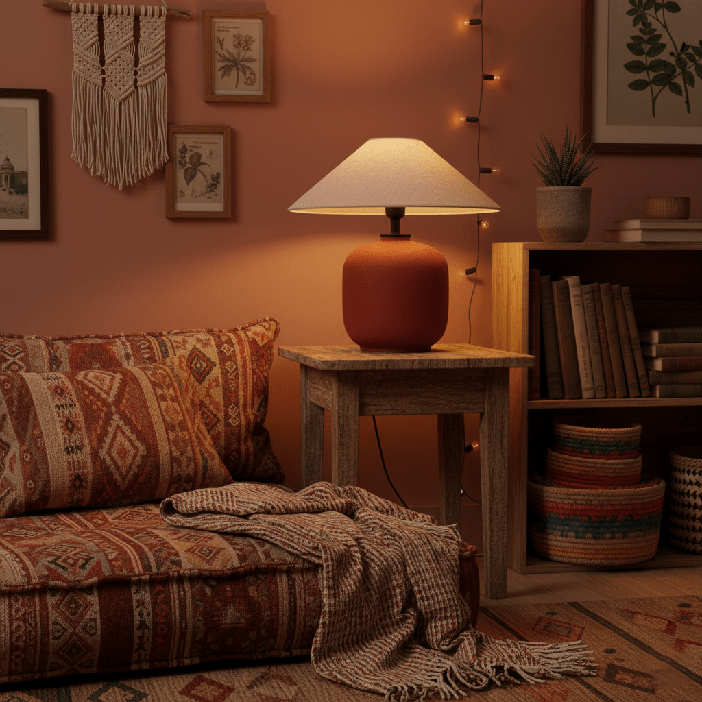 Sienna Clay Table Lamp – Terracotta Ceramic & Linen Shade