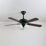 Sienna Breeze Ceiling Fan with Light – Walnut Wood Blades & Amber Glass