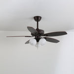 Sienna Breeze Ceiling Fan with Light – Walnut Wood Blades & Amber Glass
