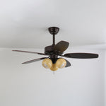 Sienna Breeze Ceiling Fan with Light – Walnut Wood Blades & Amber Glass